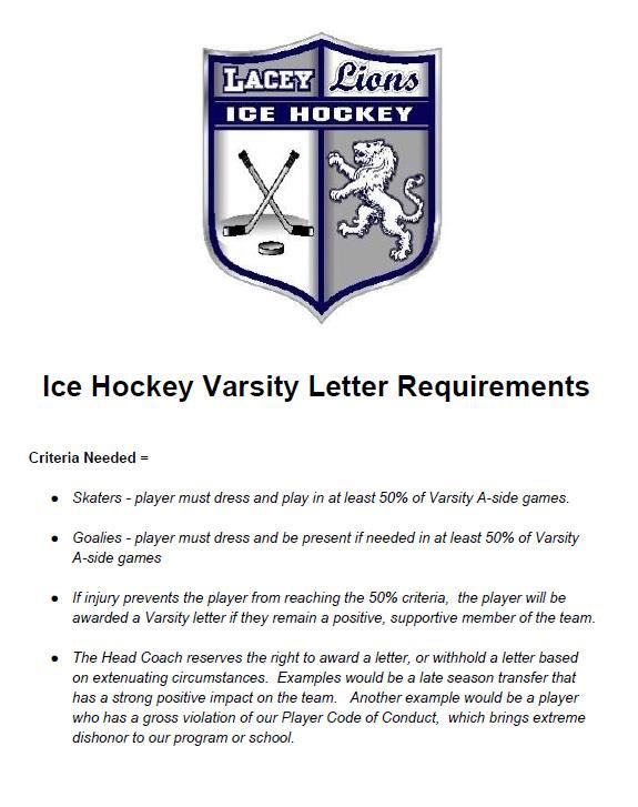 hockey letter requirements